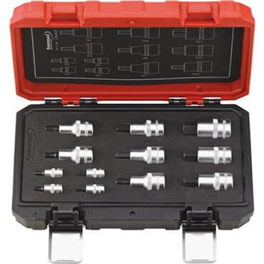 Combined screwdriver/socket spanner set 1/4" and 1/2" for hex socket screws type 6126
